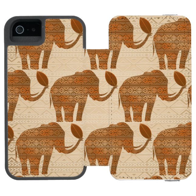 Elephant Tribal Art Design Incipio iPhone Wallet Skal (Folio Öppen)