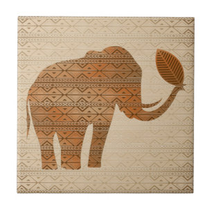 Elephant Tribal Art Design Kakelplatta
