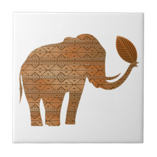 Elephant Tribal Art Design Kakelplatta