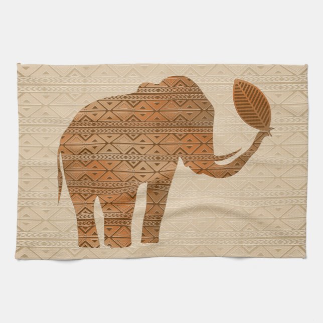 Elephant Tribal Art Design Kökshandduk (Horisontell)