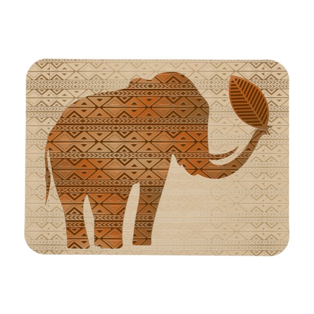 Elephant Tribal Art Design Magnet (Horisontell)