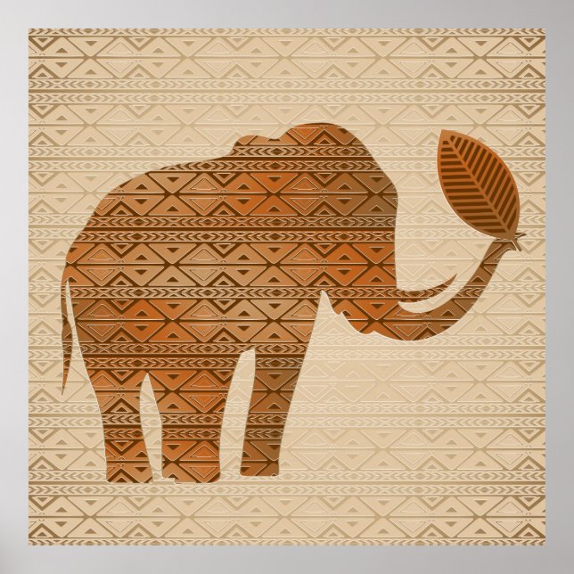 Elephant Tribal Art Design Poster (Framsidan)