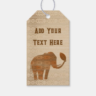 Elephant Tribal Art Design Presentetikett