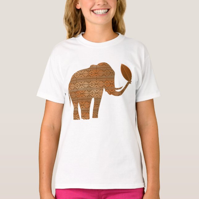 Elephant Tribal Art Design T Shirt (Framsida)