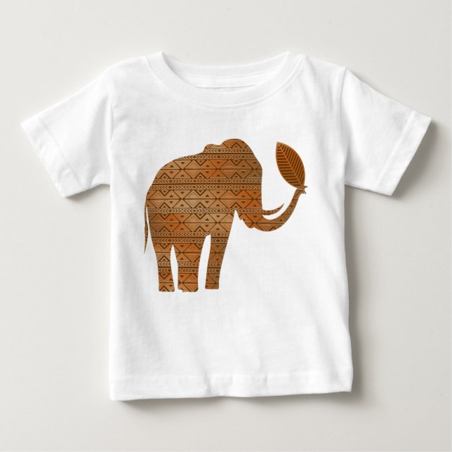 Elephant Tribal Art Design T Shirt (Framsida)