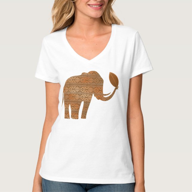 Elephant Tribal Art Design T Shirt (Framsida)