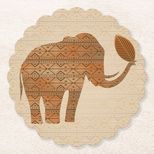 Elephant Tribal Art Design Underlägg Papper (Framsida)