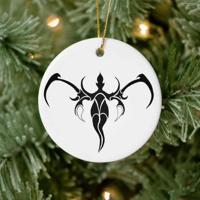 Elephant Tribal Tattoo - Black and white Julgransprydnad Keramik (Träd)