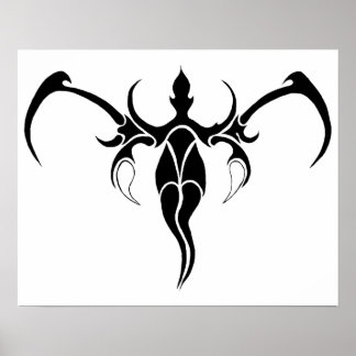 Elephant Tribal Tattoo - Black and white Poster