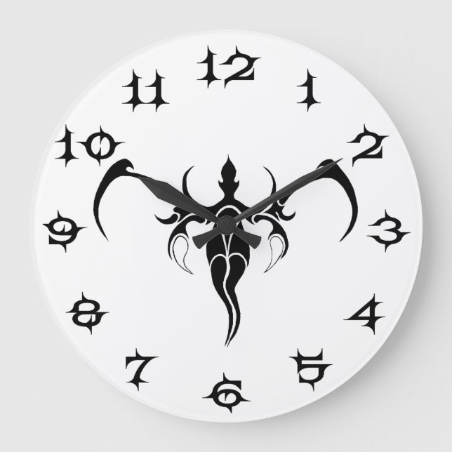 Elephant Tribal Tattoo - Black and white Stor Klocka (Framsida)