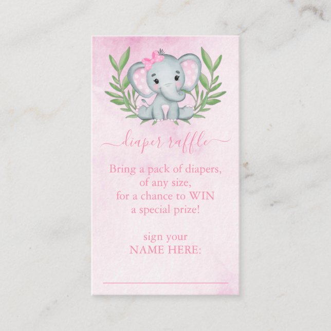 Elephant Tropical Summer Blommigt Diaper Raffle Tilläggskort (Framsida)