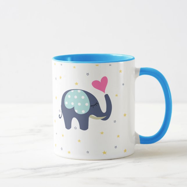 Elephant-tryckt sött kaffe mugg (Höger)