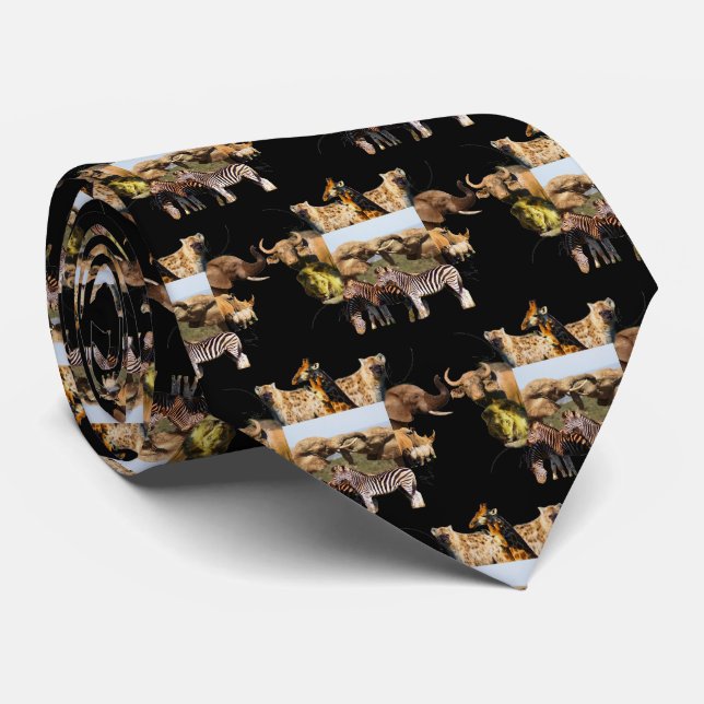 Elephant Tussle Wildlife Ram Neck Tie Slips (Rullad)