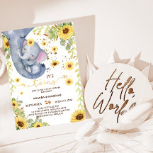 Elephant Twillingars Greenery Boho Baby Shower