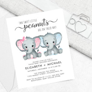Elephant Twin Boy Par Baby Shower Inbjudan