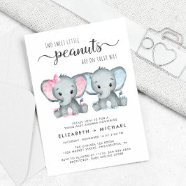Elephant Twin Boy Par Baby Shower Inbjudningar