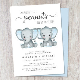 Elephant Twin Boys Par Baby Shower Inbjudningar
