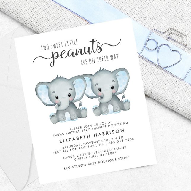 Elephant Twin Boys Virtuell Shower Budget Inbjudan (Skapare uppladdad)