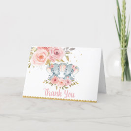 Elephant Twin Girls Baby Shower Birthday Tack Kort