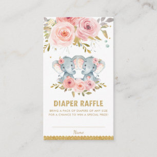 Elephant Twin Girls Baby Shower Raffle Tilläggskort