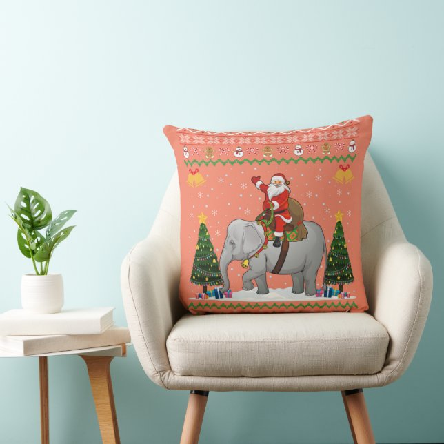 Elephant Ugly Julafton Gift Santa Riding Elephant  Kudde (Stol)