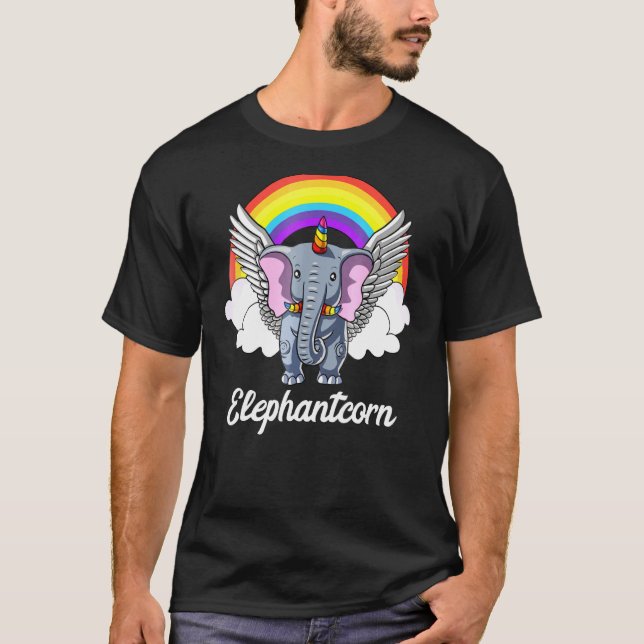 Elephant Unicorn Magic Elephantcorn Rainbow T Shirt (Framsida)