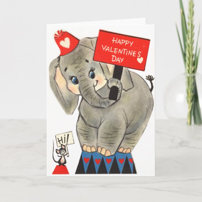 Elephant Valentine Card Helgkort (Framsida)