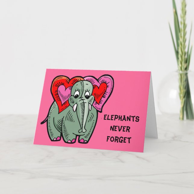 Elephant Valentine Card Helgkort (Framsida)