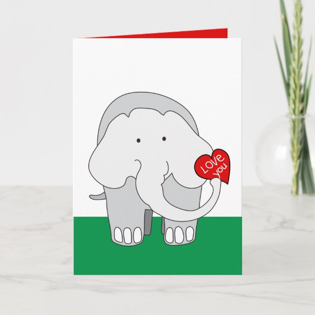 Elephant Valentine Kort (Framsida)