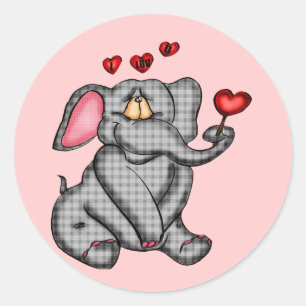 Elephant Valentine T-shirts och presenter Runt Klistermärke
