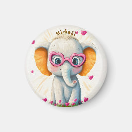 Elephant Valentine's Day Heart Badge Kids School  Magnet