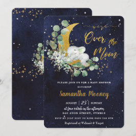 Elephant, vi är över Måne Neutralt Baby Shower Inbjudningar