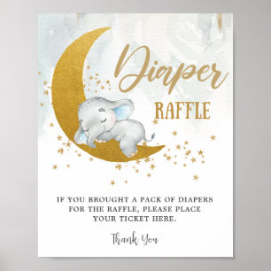 Elephant, vi är över Måne Pojke Diaper Raffle Poster