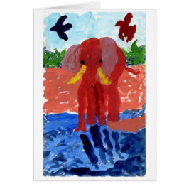Elephant vid floden hälsningskort