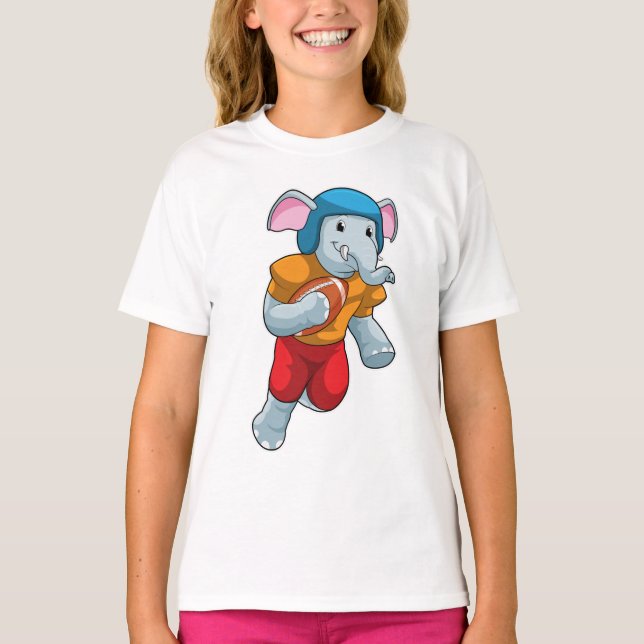 Elephant vid fotbollssportar t shirt (Framsida)