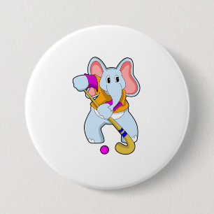 Elephant vid Hockey med Hockey fladdermus Knapp