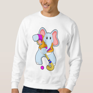 Elephant vid Hockey med Hockey fladdermus Lång Ärmad Tröja