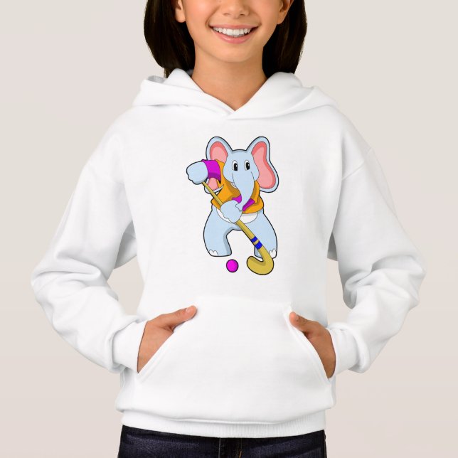 Elephant vid Hockey med Hockey fladdermus T Shirt (Framsida)