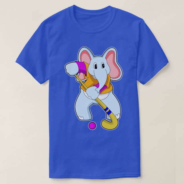 Elephant vid Hockey med Hockey fladdermus T Shirt (Design framsida)