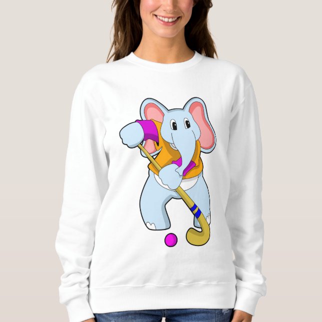 Elephant vid Hockey med Hockey fladdermus T Shirt (Framsida)
