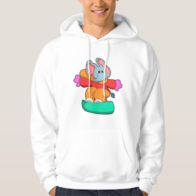 Elephant vid Snowboarding med Snowboard Hoodie (Framsida)