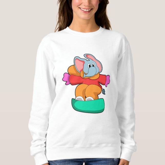 Elephant vid Snowboarding med Snowboard T Shirt (Framsida)