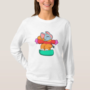 Elephant vid Snowboarding med Snowboard T Shirt