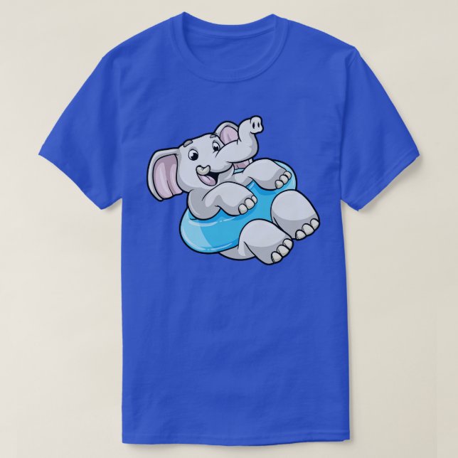 Elephant vid Swimming med Swimming ring T Shirt (Design framsida)