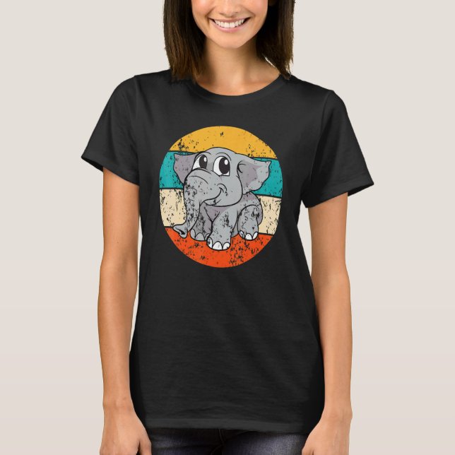 Elephant Vintage Retro T Shirt (Framsida)
