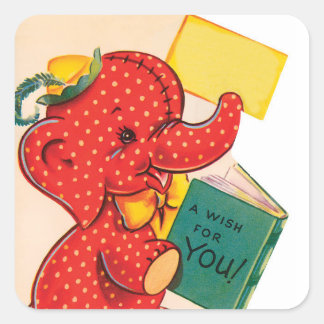 Elephant | Vintage Valentine | Fyrkantiga fästdon Fyrkantigt Klistermärke