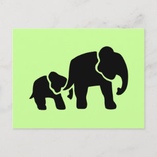 Elephant Vintage Wood Engrave Vykort