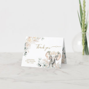Elephant Vit ros Boho Pampas Flicka Shower Tack Kort