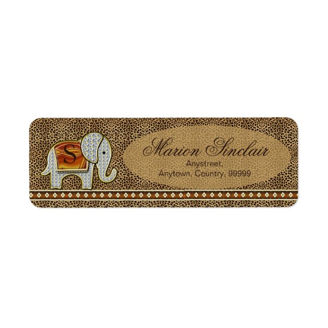 Elephant Walk Monogram Cheetah ID390 Returadress Etikett (Framsidan)