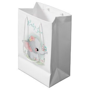 Elephant Watercolor Baby Kärlek Medium Gift Bag